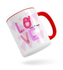 Kişiye Özel Love Tasarımlı Kırmızı Kupa Bardak-4