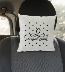 Kişiye Özel İsimli Kare Araç Koltuk Yastığı-4