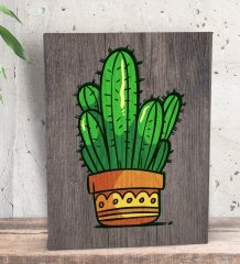 BK Gift Kaktüs Tasarımlı Dekoratif Mini Kanvas Tablo 15x20cm-1