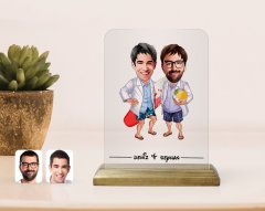 Kişiye Özel Kankalar Karikatürlü Ahşap Standlı Çerçeve-2