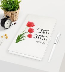 Kişiye Özel Canım Annem Beyaz Defter Kalem Seti - 11