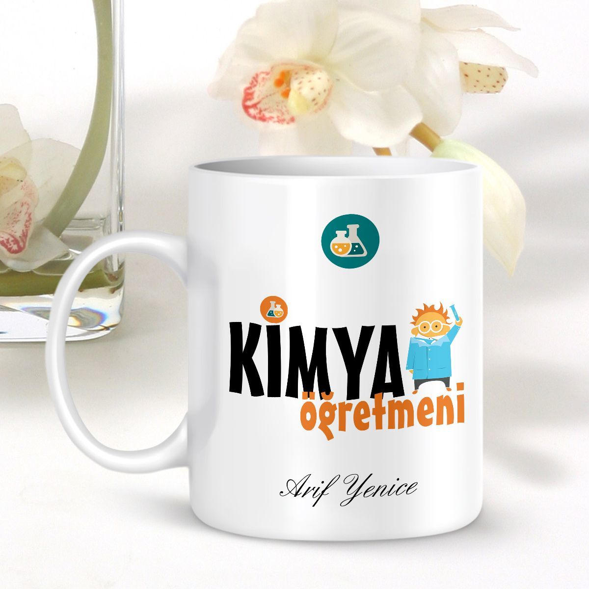 Kişiye Özel Mesleki Kimya Öğretmeni Beyaz Kupa Bardak - 001
