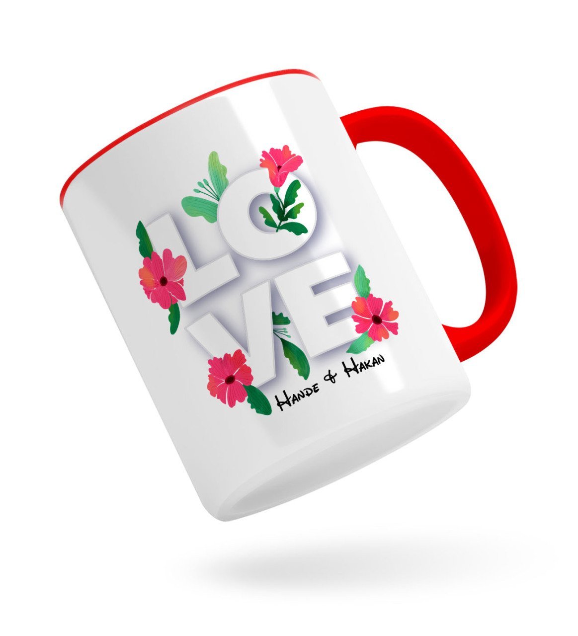 Kişiye Özel Love Tasarımlı Kırmızı Kupa Bardak-3