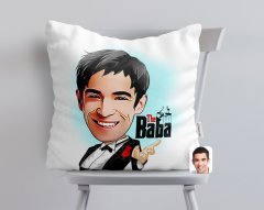 Kişiye Özel Godfather Baba Karikatürlü Beyaz Yastık-3