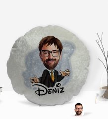 Kişiye Özel İsimli Erkek Avukat Karikatürlü Yuvarlak Dekoratif Kırlent Yastık-3