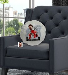 Kişiye Özel Beyaz Atlı Prens Karikatürlü Yuvarlak Dekoratif Kırlent Yastık-2