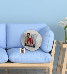 Kişiye Özel Beyaz Atlı Prens Karikatürlü Yuvarlak Dekoratif Kırlent Yastık-2