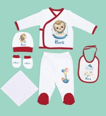 BK Kids Kişiye Özel Hastane Çıkışı, Bebek Kıyafeti, Yeni Doğan Bebek Hediyesi, 6 Parça Kırmızı Bebek Elbise Giyim Seti-8