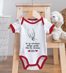 BK Kids En İyi Arkadaşın Olmaya Geldim Tasarımlı Kırmızı Bebek Body Zıbın-1