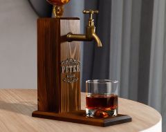 BK Gift Kişiye Özel Kabartma İsimli Musluklu Doğal Ahşap İçki Standı, Home Bar, Viski Çeşmesi, İçecek Dispenseri, Ahşap İçecek Çeşmesi-16