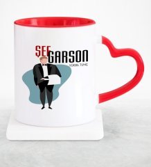 Kişiye Özel Mesleki Şef Gargon Kırmızı Kalpli Kupa Bardak