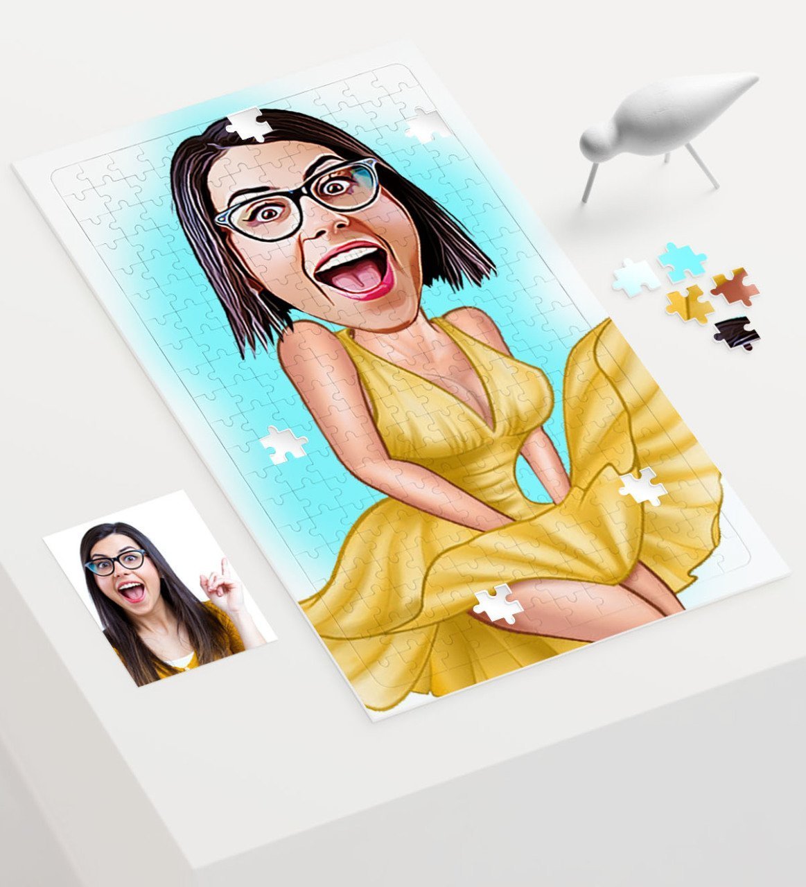 Kişiye Özel Marilyn Monroe Karikatür 240 Parça A3 Puzzle - 1
