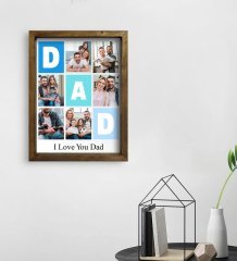 Kişiye Özel Dad Temalı Doğal Masif Ahşap Çerçeveli Tablo 45x65cm-1