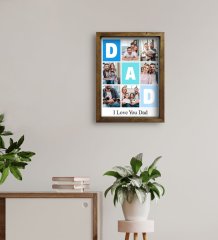 Kişiye Özel Dad Temalı Doğal Masif Ahşap Çerçeveli Tablo 45x65cm-1