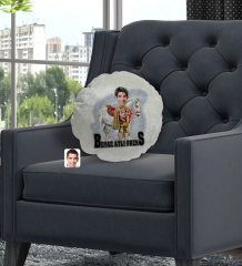 Kişiye Özel Beyaz Atlı Prens Karikatürlü Yuvarlak Dekoratif Kırlent Yastık-1