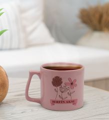 BK Gift Kişiye Özel İsimli Anneler Günü Tasarımlı Pastel Pembe Middle Kupa Bardak, Anneye Hediye, Anneler Günü Hediyesi-4