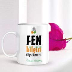Kişiye Özel Mesleki Fen Bilgisi Öğretmeni Beyaz Kupa Bardak - 001