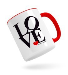 Kişiye Özel Love Tasarımlı Kırmızı Kupa Bardak-1