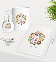 Kişiye Özel Çocuk Gelişim Öğretmeni Kupa Anahtarlık Beyaz Defter Kalem Hediye Seti-1