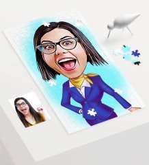 Kişiye Özel Hostes Karikatür 240 Parça A3 Puzzle - 2