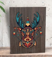 BK Gift Geyik Tasarımlı Dekoratif Mini Kanvas Tablo 15x20cm-1