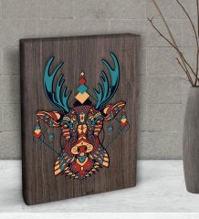 BK Gift Geyik Tasarımlı Dekoratif Mini Kanvas Tablo 15x20cm-1