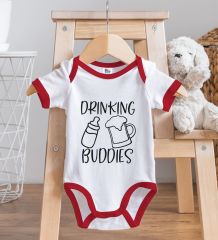 BK Kids Drinking Buddies Tasarımlı Kırmızı Bebek Body Zıbın-1