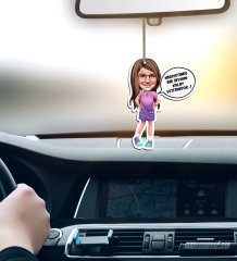 Kişiye Özel Kız Çocuk Kolay Yetişmiyor Karikatürlü Ahşap Araba Dikiz Ayna Süsü-5