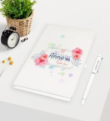 Kişiye Özel Bugün Günlerden Annem Beyaz Defter Kalem Seti - 1