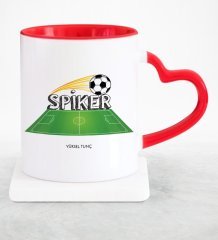 Kişiye Özel Mesleki Spiker Kırmızı Kalpli Kupa Bardak