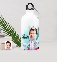 Kişiye Özel Bay Diş Hekimi Karikatürlü Metal Suluk (500 ml.) 3