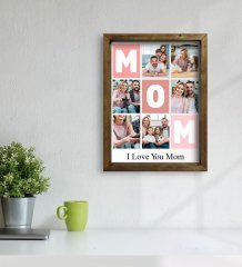 Kişiye Özel Mom Temalı Doğal Masif Ahşap Çerçeveli Tablo 30x40cm-1