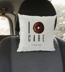 Kişiye Özel İsimli Don't Care Tasarımlı Kare Araç Koltuk Yastığı-1