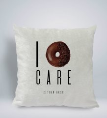 Kişiye Özel İsimli Don't Care Tasarımlı Kare Araç Koltuk Yastığı-1