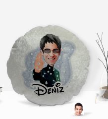 Kişiye Özel İsimli Matrix Neo Karikatürlü Yuvarlak Dekoratif Kırlent Yastık-1