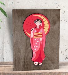 BK Gift Geisha Tasarımlı Dekoratif Mini Kanvas Tablo 15x20cm-1