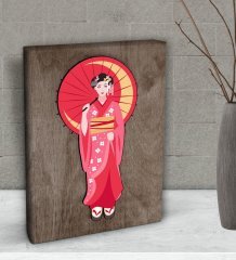 BK Gift Geisha Tasarımlı Dekoratif Mini Kanvas Tablo 15x20cm-1