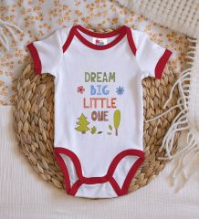BK Kids Dream Big Little One Tasarımlı Kırmızı Bebek Body Zıbın-1