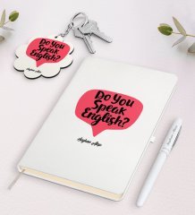 Kişiye Özel İngilizce Öğretmeni Beyaz Defter Kalem Ve Anahtarlık Hediye Seti-14