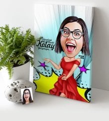 Kişiye Özel Bayan Model Karikatür Kanvas Tablo (30 x 50 cm.) 1