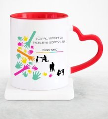 Kişiye Özel Mesleki Sosyal Yardım ve İnceleme Uzmanı Kırmızı Kalpli Kupa Bardak