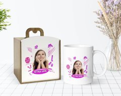 Kişiye Özel Ahşap Kutuda Fotoğraflı Doğum Günü Tasarımlı Beyaz Kupa Bardak-4