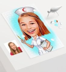 Kişiye Özel Hemşire Karikatür 240 Parça A3 Puzzle - 2