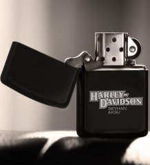 Kişiye Özel Harley Davidson Siyah Benzinli Metal Çakmak-2
