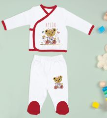 BK Kids Kişiye Özel Hastane Çıkışı, Bebek Kıyafeti, Yeni Doğan Bebek Hediyesi, 6 Parça Kırmızı Bebek Elbise Giyim Seti-4