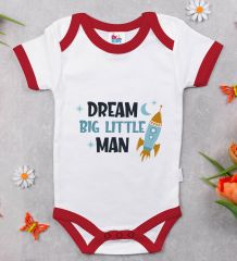BK Kids Dream Big Little Man Tasarımlı Kırmızı Bebek Body Zıbın-1