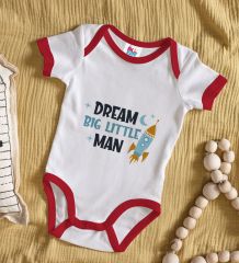 BK Kids Dream Big Little Man Tasarımlı Kırmızı Bebek Body Zıbın-1