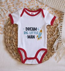 BK Kids Dream Big Little Man Tasarımlı Kırmızı Bebek Body Zıbın-1