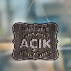 Açık & Kapalı Ahşap Uyarı Levhası - 2