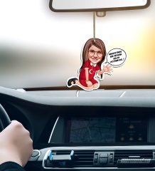 Kişiye Özel Kız Çocuk Kolay Yetişmiyor Karikatürlü Ahşap Araba Dikiz Ayna Süsü-3